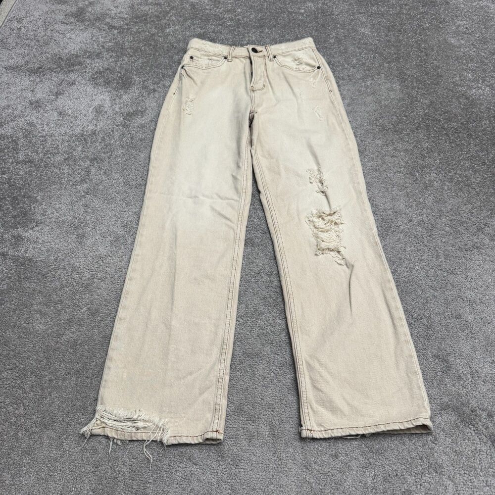 BDG Urban Outfitters Authentic Straight Button Fly Denim Jeans Women 28x32 Beige